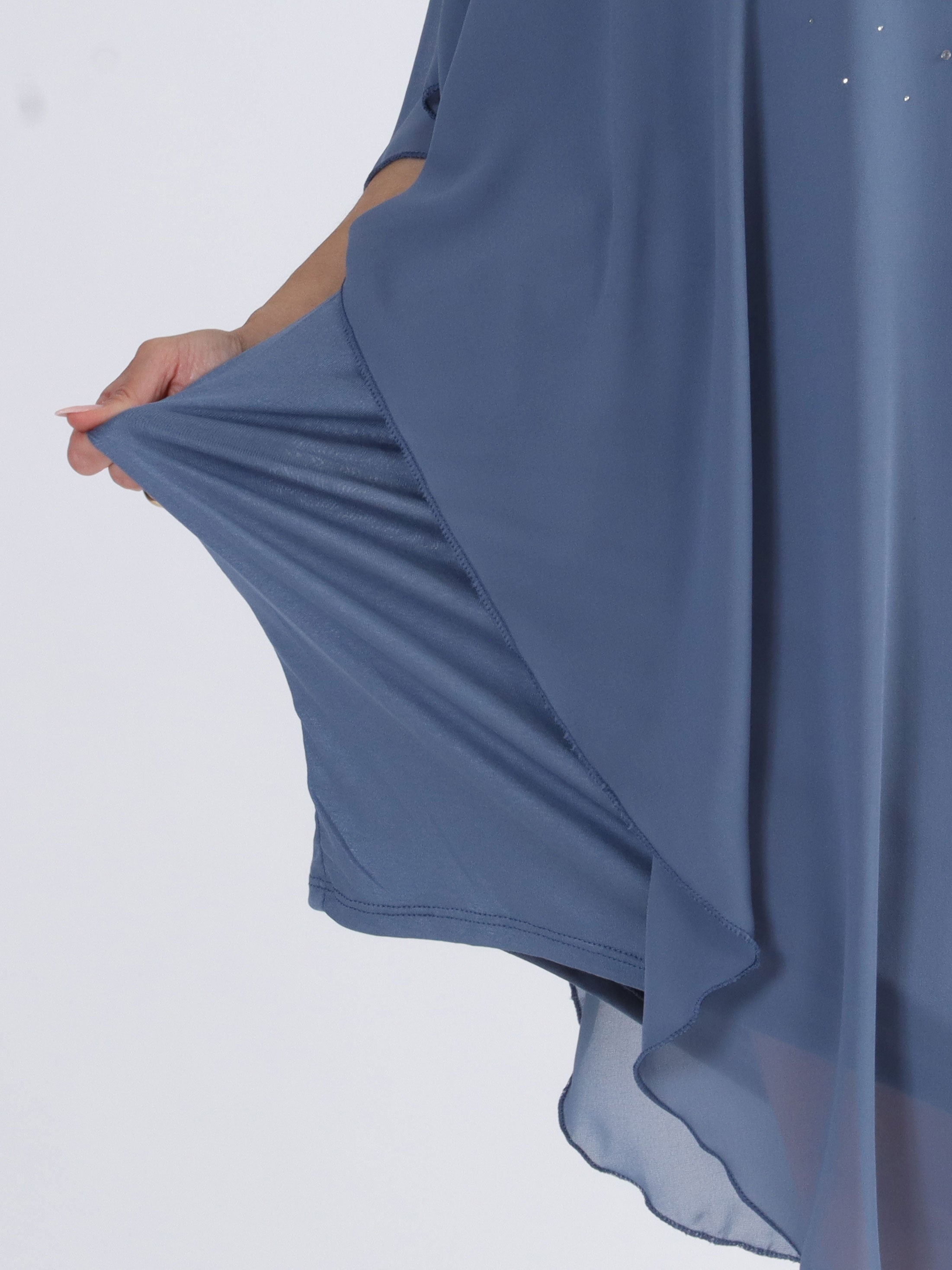 Kenya Crystal - Plus size tunikakjole med chiffonlag og similisten